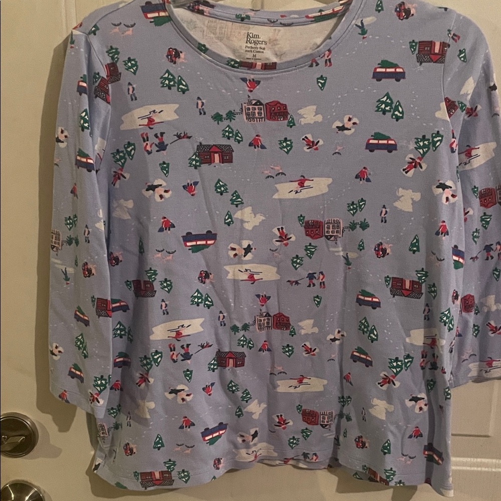 C0003 Kim Rogers Blue Holiday Cotton Top